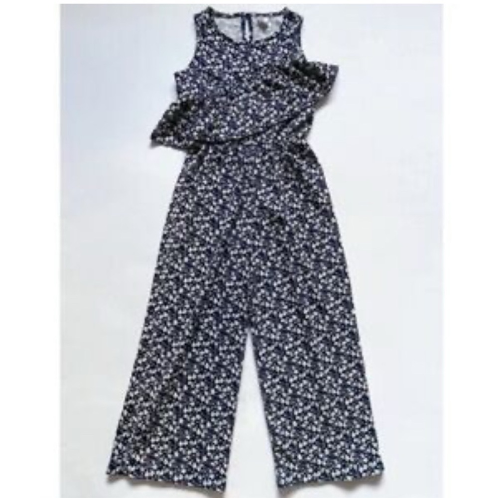 Zara Girls Blue Floral Jumpsuit Size 8